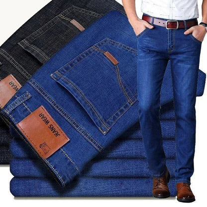 Autumn new men's micro elastic straight leg denim pants with shape and skin friendly business men's pants in multiple sizes
