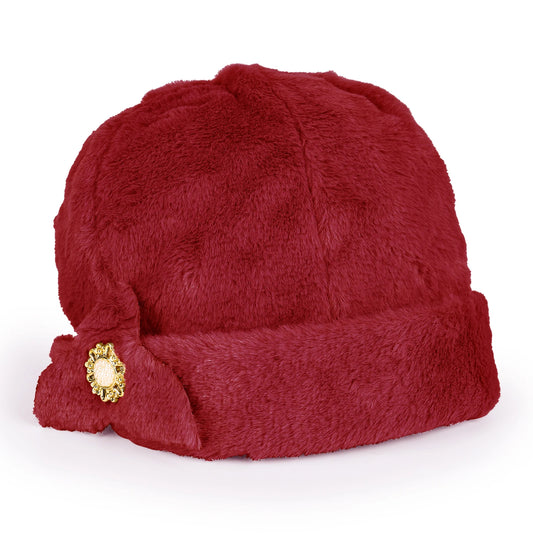 Women Warm Russian Bucket Hat Solid Color Windproof Thermal Hat Suitable for Outdoor Cycling Shopping MIAO-US