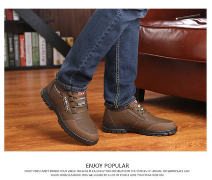 Genuine Leather Men Shoes Platform Casual Shoes  Winter Outdoor Walking Hiking Shoe Fashion Male Business Sneakers Zapatos 2024