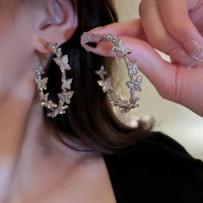 New Vintage Statement Gray Crystal Leaf Earrings for Women Fashion Unique Accessories Party Jewelry Birthday Anniversary Gifts