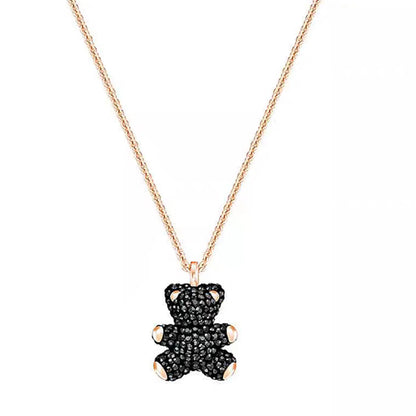 Original 2026 New Black Crystal Geometry Necklace Fine Jewelry Set Open Ring Necklace Earring Charms Black Jewelry for Women