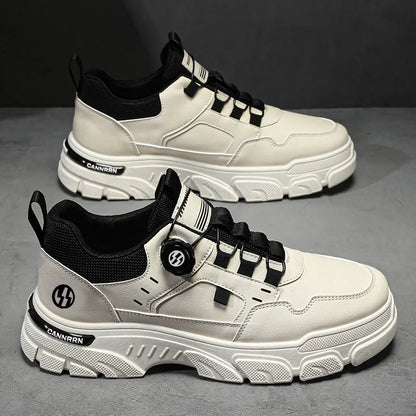 Autumn Men's Sneakers 2026 New Breathable Casual Shoes for Men Buttons Platform Vulcanzed Sneakers Shoes Non-slip Safety Shoes