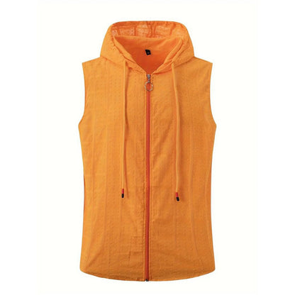 Sports Mesh Tank Top For Boys Mens Hooded Zipper Cardigan T Shirt Summer Fashion Plaid Sleeveless T Shirt Mens 한국인 리뷰 많은 옷 여름