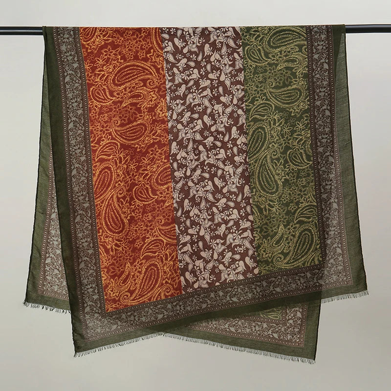 2026 Spring Paisley Pashmina Scarf Shawl Muslim Ramadan Hijabs for Women Autumn Designer Print Female Sunscreen Beach Stoles