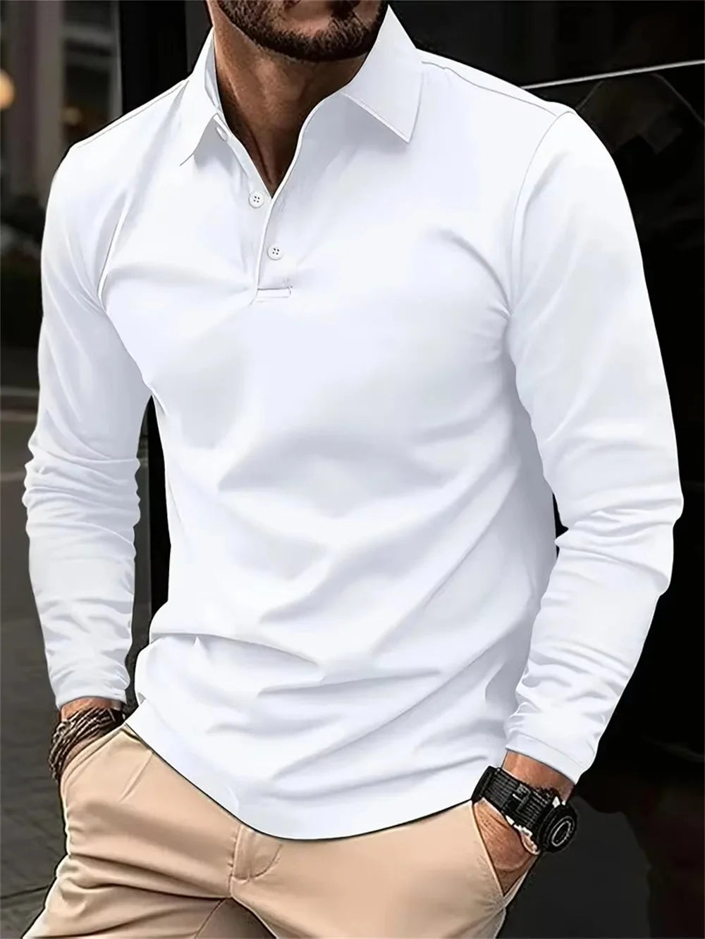 Men's Spring and Autumn Casual Breathable Comfortable Polo Shirt Hot Selling Fashion Men's Business Long Sleeve T-Shirt