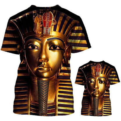 Summer Retro Style T Shirt For Men Fashion Egyptian Pharaoh Print Short Sleeve Tee Shirts Quick Dry Men's Crew Neck Loose Tops