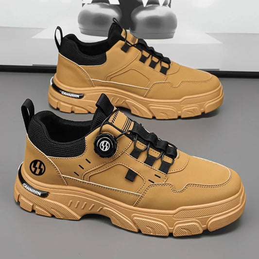 Autumn Men's Sneakers 2026 New Breathable Casual Shoes for Men Buttons Platform Vulcanzed Sneakers Shoes Non-slip Safety Shoes