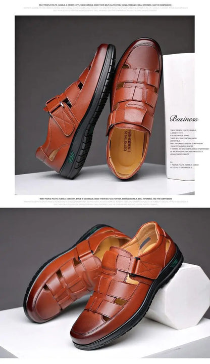 2026 Men Leather Shoes Business Casual Forma Wear High Heels Soft Sole Non-Slip Summer Sandals Black Leather Shoes Luxury Shoes