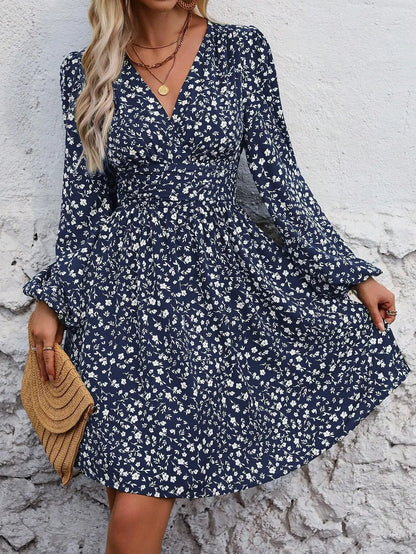 2025 Asymmetric Neck Lantern Sleeve Dress Women Winter Knit Dress with Waist Shirring Bodycon Long Maxi Dress