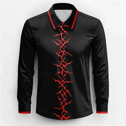 2026 Men's Long Sleeve Shirt Casual Fashion Street Men's Shirts Party Event Lapel Single Breasted Long Sleeve Tops Mens Clothing