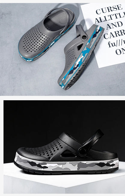 Men's summer casual hole shoes non slip lightweight breathable Two wearing men's sandals fashion comfort beach shoes slippers