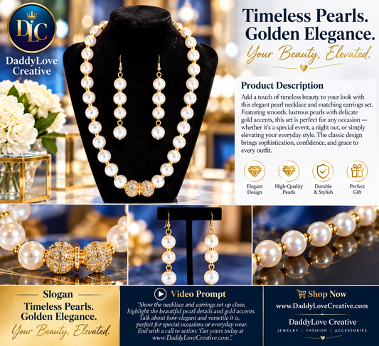 Pearl Necklace & Matching Earrings
