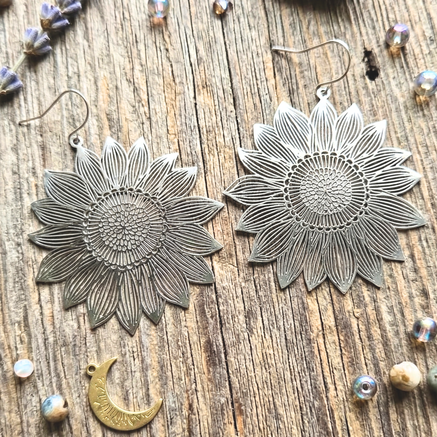 Golden Hour Sunflower Statement Earrings - Gold and Silver Options