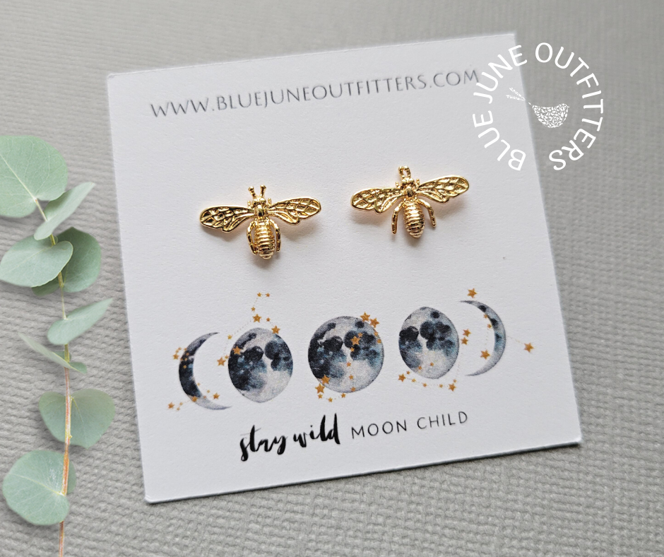 18k Gold Plated Bee Stud Earrings