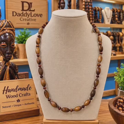 Handcrafted Wooden Bead Necklace – Natural Elegance & Timeless Style